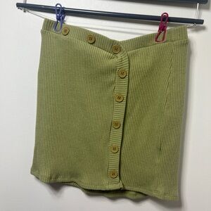 Urban Outfitters Ribbed Button Front Mini Skirt | Sage Green | Size S